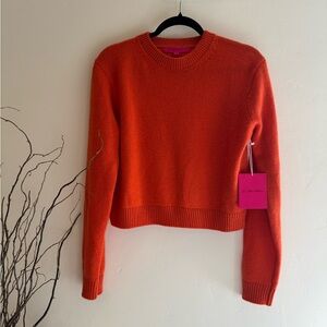 NWT The Elder Statesman Vibrant Orange WMNS Cashmere Crew Neck Sweater